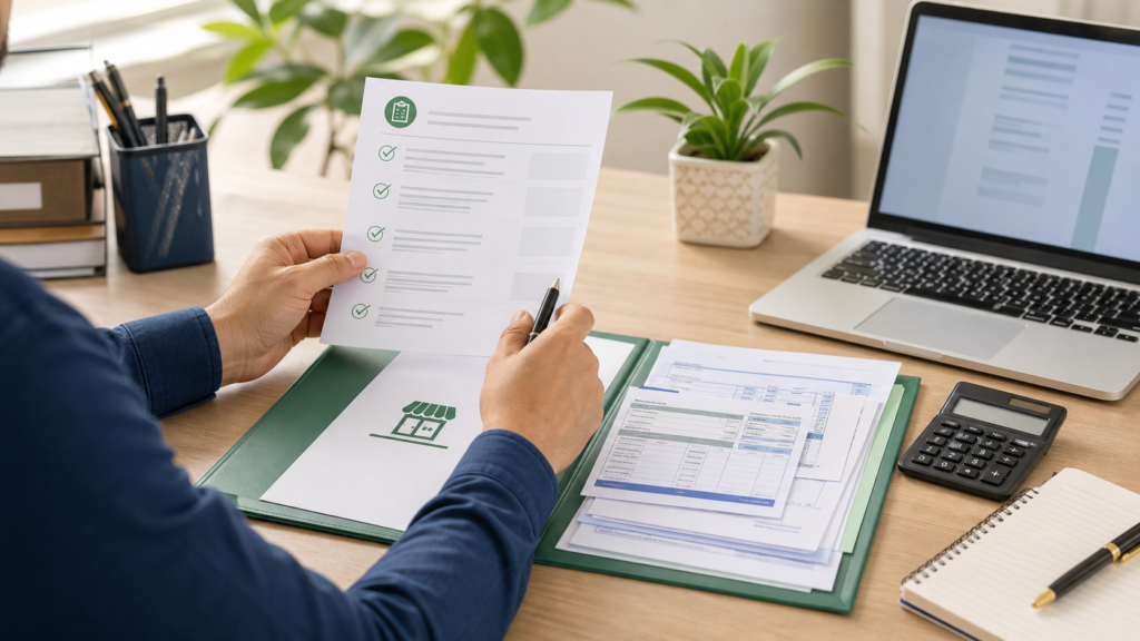 Microempreendedor organiza checklist, documentos e comprovantes para demonstrar renda do MEI